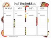 healthy meal plan worksheet download PDF