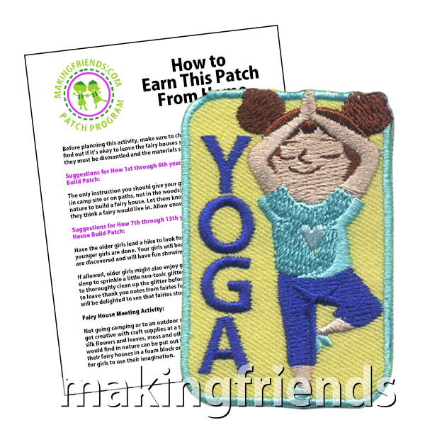 Yoga Girl Patch -- Yellow. Beginners to experts will find their inner peace with our yoga patch. Teach your girls about keeping a healthy body and mind through yoga and share this patch from MakingFriends®.com as a reminder. via @gsleader411