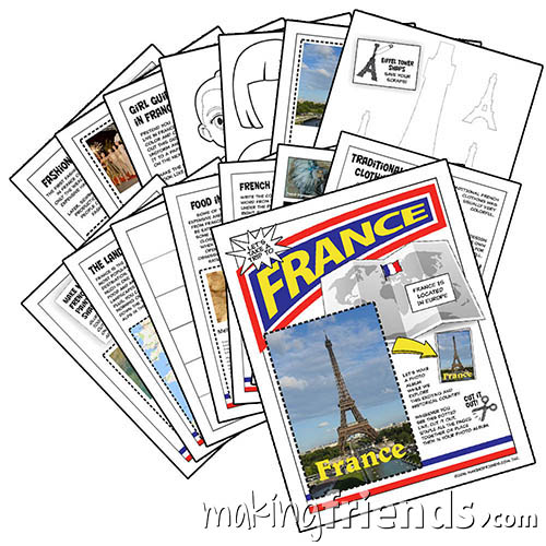 Our 15 page download is packed with activities for your girls to learn about France to prepare their International or Thinking Day booth. #makingfriends #gsmakingfriends #girlscouts #scouts #girlscoutleader #thinkingday #worldthinkingday via @gsleader411