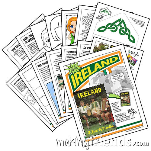 Our 15 page download is packed with 13 different activities to help your girls learn about Ireland and prepare for their International or Thinking Day event. #makingfriends #gsmakingfriends #girlscouts #scouts #girlscoutleader #thinkingday #worldthinkingday via @gsleader411