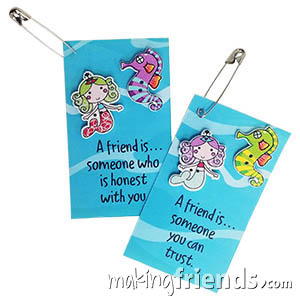 A Friend is... Friendship Swap Kit. Everyone knows that mermaids and seahorses and best friends! Kit makes 30 and is available at MakingFriends®.com. via @gsleader411