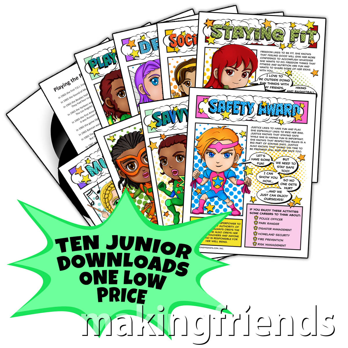 10 Intermediate Superhero Downloads. The Superhero program was developed by MakingFriends®.com to be fun for girls and save time for leaders. Complete the Junior Safety Award and 7 badges. Many troops have cancelled meetings due to school closure or just to err on the side of caution. Keep your girls involved in the program with downloads for earning badges. via @gsleader411