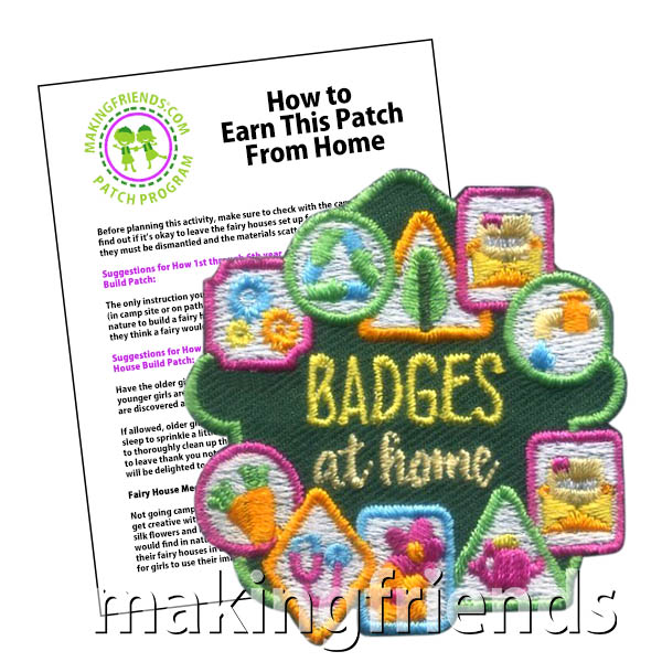 Badges at Home Patch Program®. Your girls show their commitment to scouts by earning badges at home when they can't meet in person. Recognize their extra effort to stay involved in scouting with the Badges at Home patch from MakingFriends®.com. See our suggested requirements for earning this patch. #makingfriends #scoutingfromhome #girlscouts #scouting #juliettescouts via @gsleader411