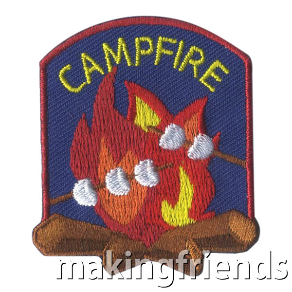 Campfire Patch -- Marshmallows from MakingFriends®.com. S'mores, songs and skits around the campfire are all traditions. With this patch from MakingFriends®.com your girls will remember the fun times they had around the campfire! #makingfriends #funpatches #girlscouts #scouting via @gsleader411