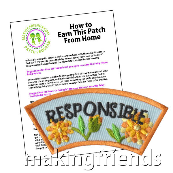 Responsible: Character Building Patch Program® from MakingFriends®.com. Designed for any troop interested in reviewing the law. Our suggested requirements include opportunities for scouts of every level to put the law into practice with activities tailored for their age. #makingfriends #patchprogram #scoutpatches #girlscouts #scouts #juliettescouts #girlscoutlaw via @gsleader411