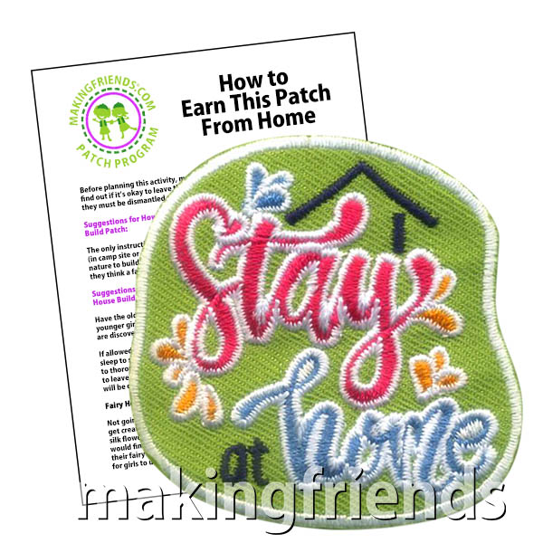 Stay at Home Patch Program® from MakingFriends®.com. Keep your scouts engaged at home with scout activities as well as fun activities and challenges to try something new. Use our free suggested activities or help your scouts come up with their own ideas for earning the Stay at Home patch from MakingFriends®.com.  #makingfriends #scoutingfromhome #patchprogram #girlscouts #scouts via @gsleader411