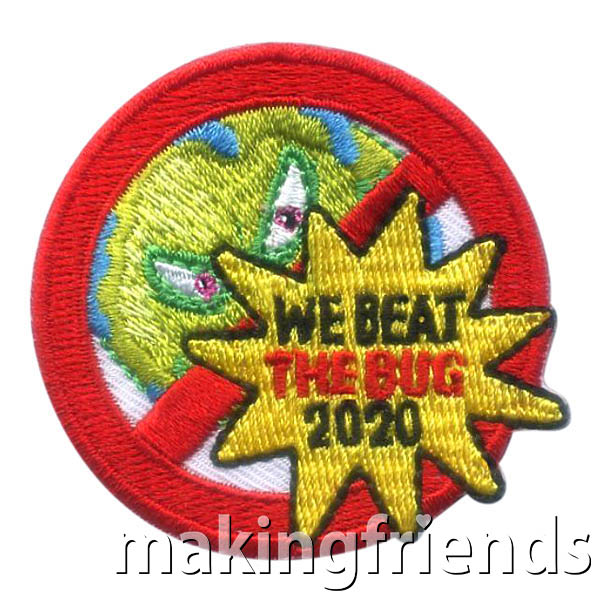 We Beat the Bug 2020 Patch from MakingFriends®.com. Once the social distancing has ended and troops start meeting again, welcome your scouts back with the We Beat the Bug 2020 Patch from MakingFriends®.com. #makingfriends #scoutpatches #girlscouts #scouts via @gsleader411