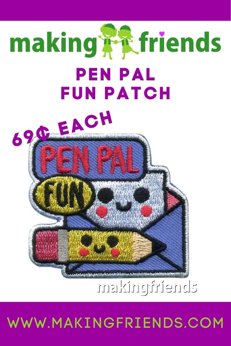 Pen Pal Patch -- Envelope and Pencil from MakingFriends®.com. Who doesn't get excited when they see a letter in the mailbox! Remind your scouts they should not be contacting or communicating with anyone without their parents knowledge and consent. Ask your scouts to set a goal for earning this cute Pen Pal Patch from MakingFriends®.com. #makingfriends #mf #scoutingfromhome #scoutpatches #girlscouts #scouts #juliettescouts via @gsleader411