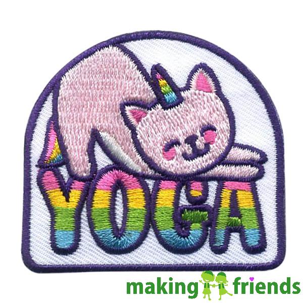 Yoga Patch -- Cat from MakingFriends®.com. Your girls will love this adorable Yoga patch after learning basic yoga poses together. See our suggested poses and helpful free printables for your scouts. International Day of Yoga is June 21st. Learn about this special day at the United Nations website on their Yoga Day page. #makingfriends #mf #scoutpatches #girlscouts #scouts #juliettescouts #internationaldayofyoga via @gsleader411