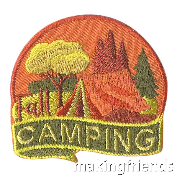 Fall is a wonderful season to take your scout troop camping! Add this fall camping patch from MakingFriends®.com to your collection after this year's trip. #fallcamping #camping #fall #autumn #camp #gscamp #makingfriends #mf #scoutcamping #scouts #girlscouts #trips via @gsleader411