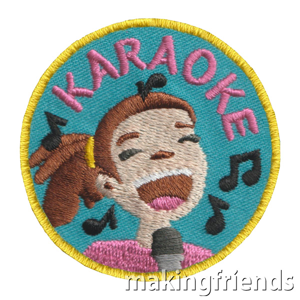 Karaoke is long time tradition and so much fun! Have your girls get together to sing or do a virtual session! #makingfriends #karaoke #karaokepatch #girlscouts #scouts #girlscoutpatches #gspatches #funpatches #singing #fun #friends via @gsleader411