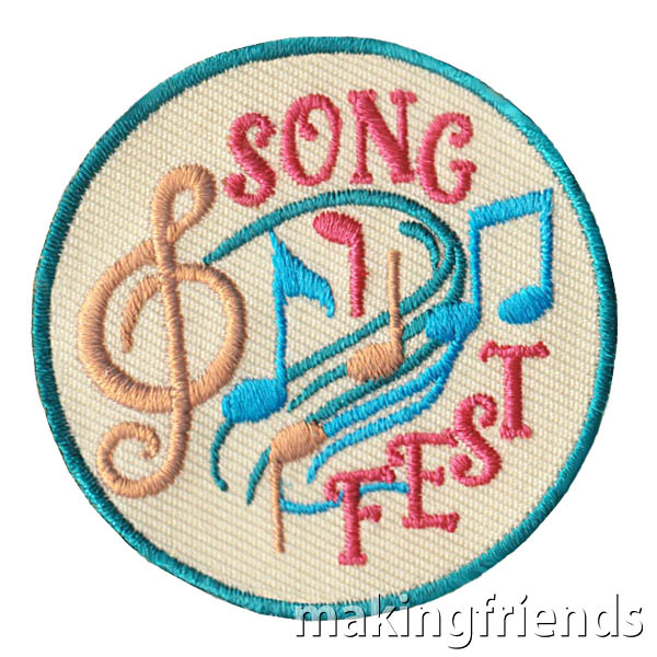 Host a song fest in person or online and sing your heart out! Try traditional songs too. $.69 each Free Shipping Available #makingfriends #songfest #patches #songfestpatch #girlscouts #girlscoutspatches #funpatch #gspatches #music #musicpatches #freeshipping #traditon via @gsleader411