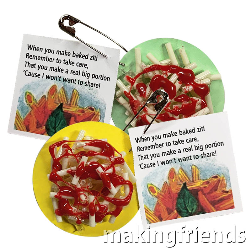 Kit makes 24 Baked Ziti swaps. Appropriate for Italy for Thinking Day. A fun swap at other events. #makingfriends #gsmakingfriends #girlscoutswaps #swaps #girlscouts #scouts #girlscoutleader #thinkingday #worldthinkingday via @gsleader411