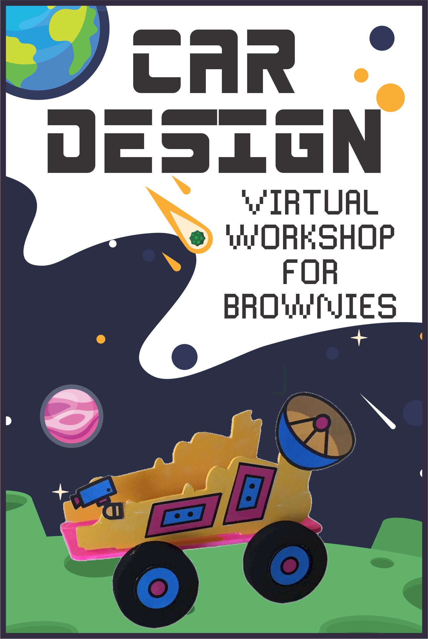 Take a space adventure to the moon and design a moon mobile! Brownies will earn the "Race Car Challenge " badge. The price includes supplies and shipping! #makingfriends #cardesign #brownies #browniecardesign #racecarchallenge #gsbadges #funpatch #gsfunpatch #space via @gsleader411