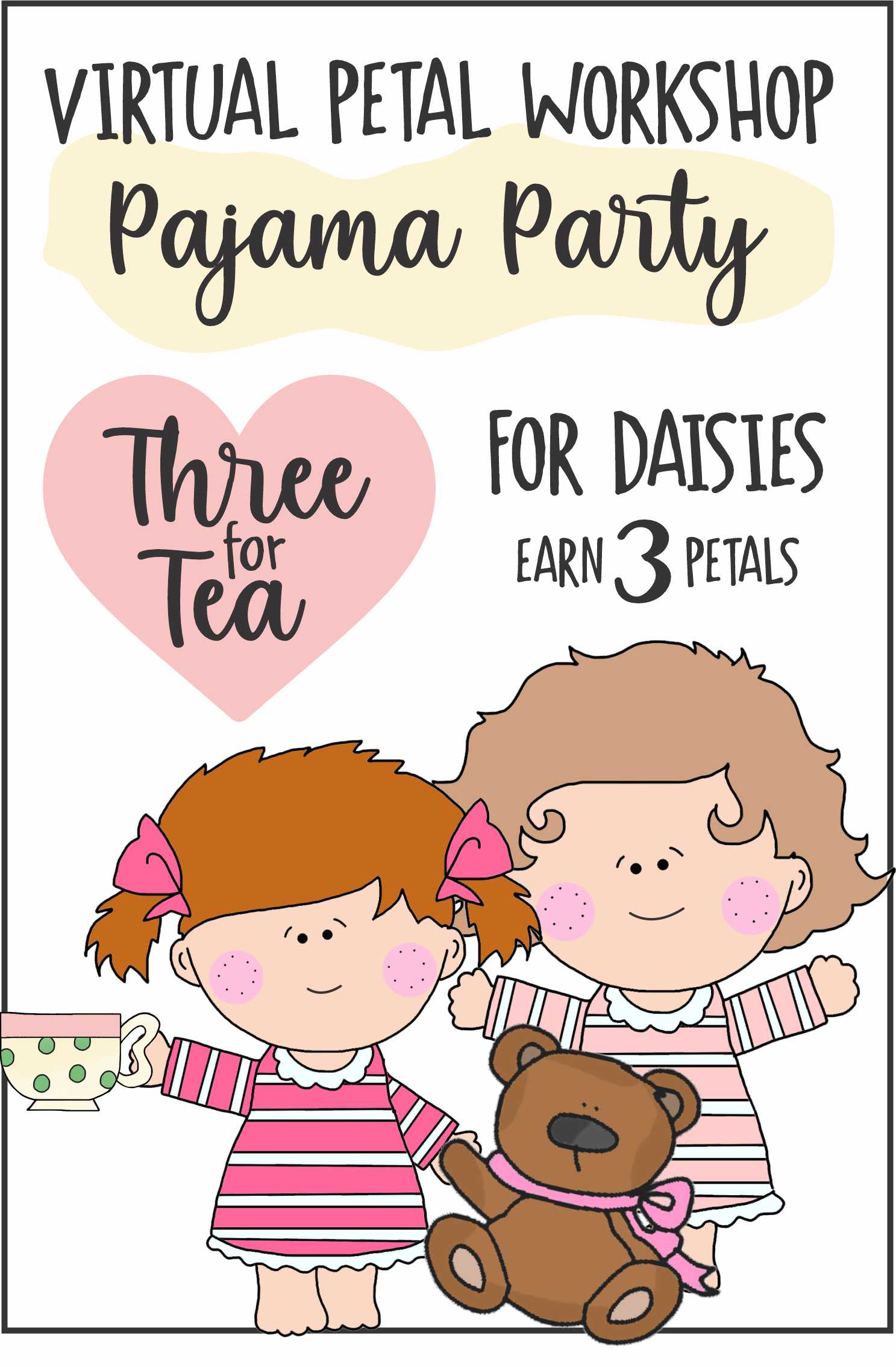 Join us dressed in your pajamas with your special person and a favorite doll or stuffed animal! Earn 3 Daisy Petals! #makingfriends #pjs #pajamas #pajamaparty #daisies #daisypetals #girlscouts #gspetals #petalbadges #virtualworkshop #onlineclass #gsonline #funpatch via @gsleader411