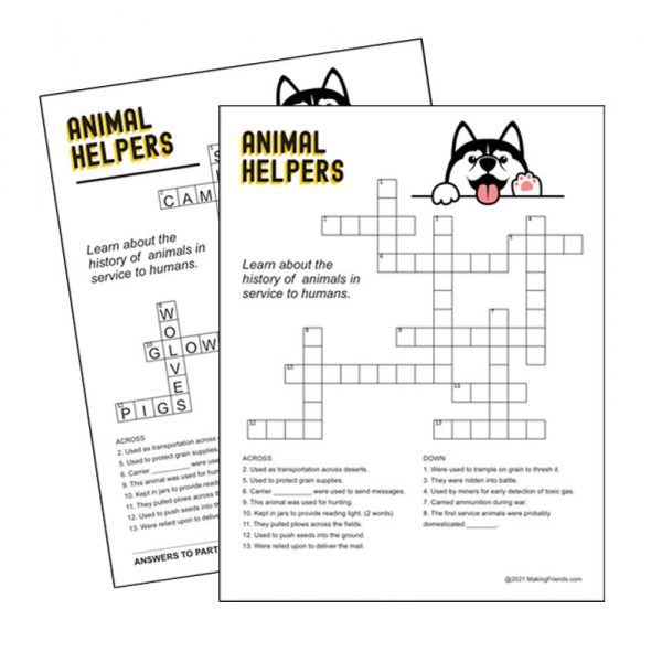 Girl Scout Animal Helper History Crossword