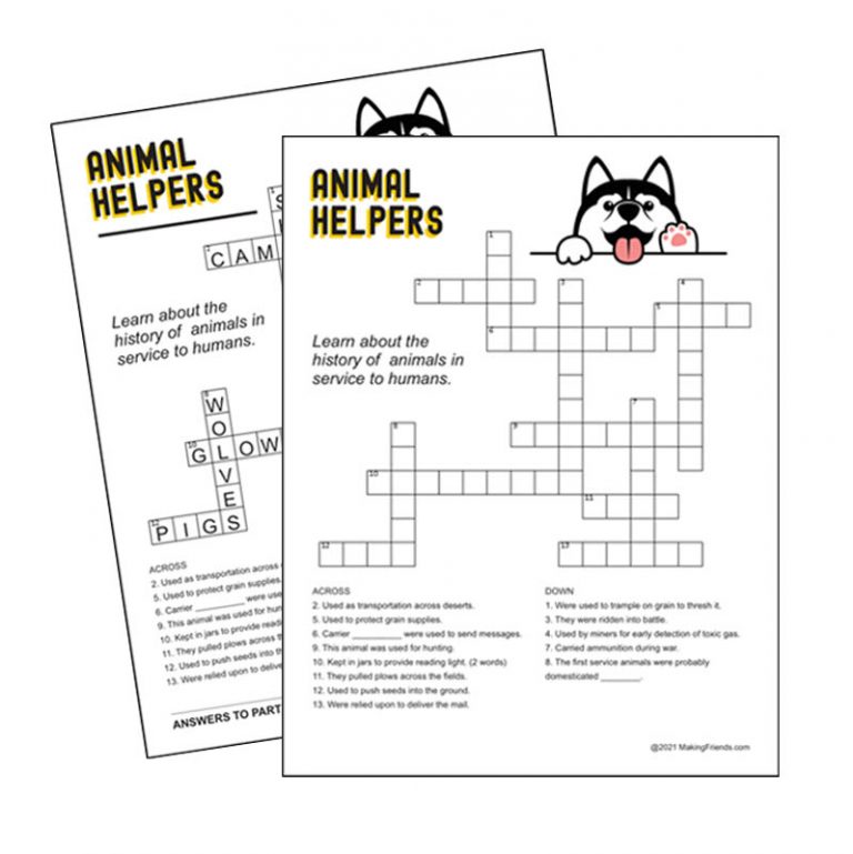 Girl Scout Animal Helper History Crossword
