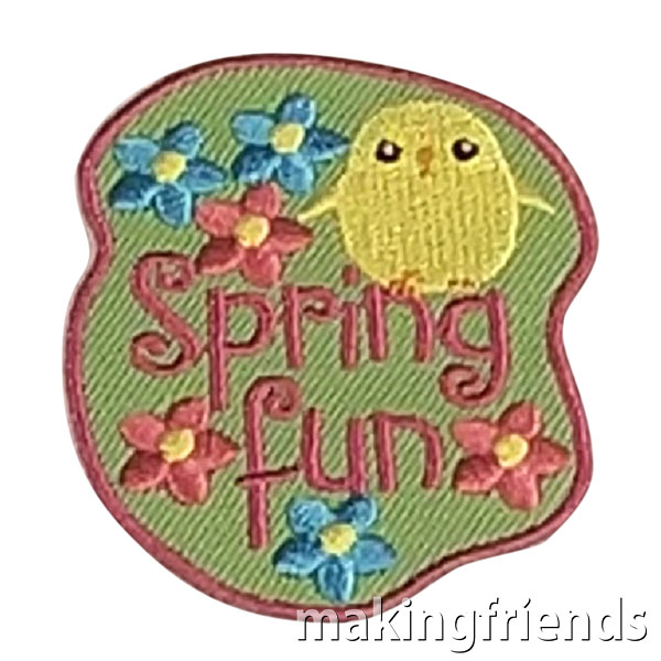 Coming Soon! Spring Fun Patch. Only $.69 each with free shipping available! #makingfriends #spring #springfun #springfunpatch #funpatch #girlscouts #gsfunpatches #gspatches #comingsoon via @gsleader411