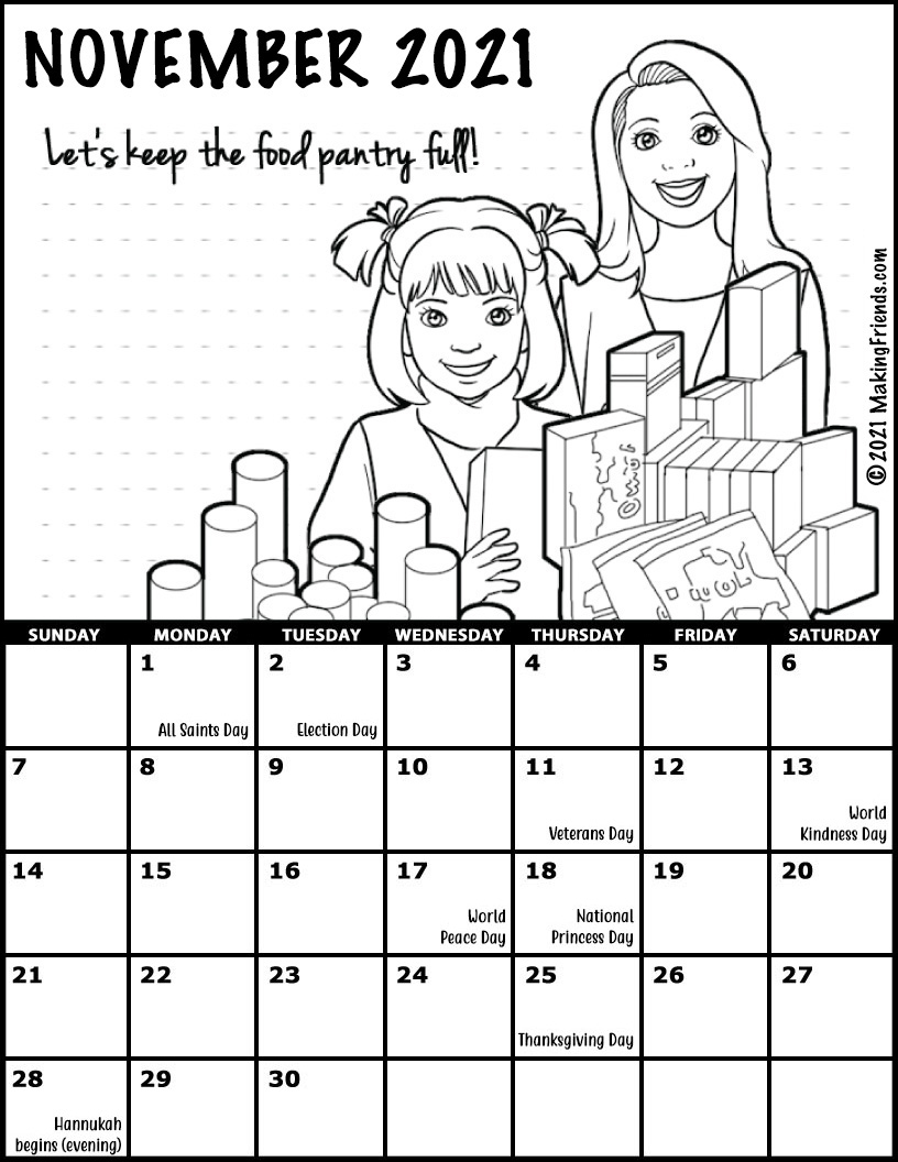 Girl Scout Monthly Calendar November 2021