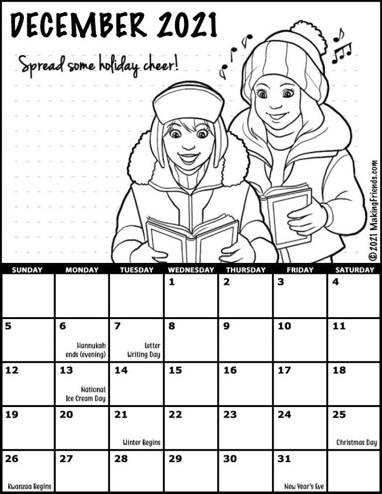Girl Scout Monthly Calendar December 2021