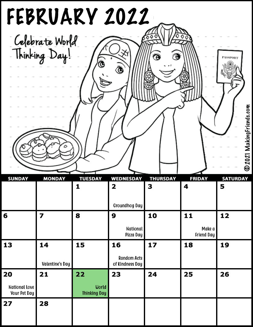 Girl Scout Monthly Calendar February 2022