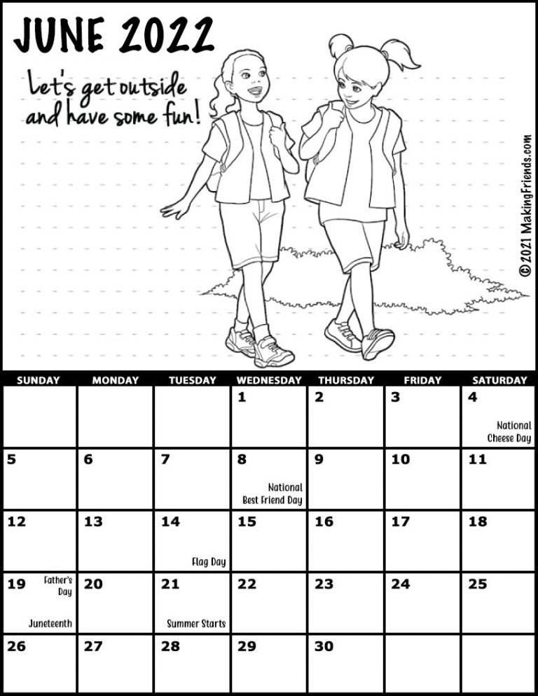 Girl Scout Monthly Calendar June 2022
