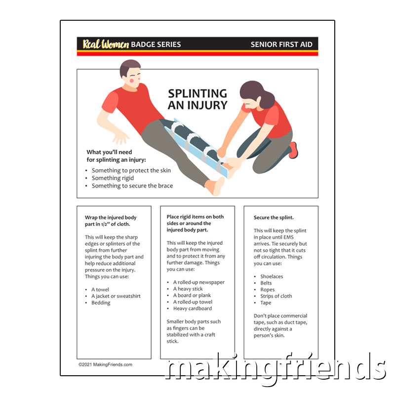 Girl Scout Senior First Aid Splint Worksheet via @gsleader411
