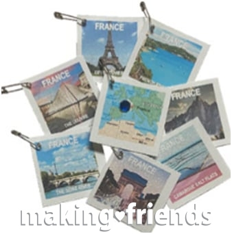 Our kit makes 48 swaps with French landmarks for Thinking Day. #makingfriends #gsmakingfriends #girlscoutswaps #swaps #girlscouts #scouts #girlscoutleader #thinkingday #worldthinkingday via @gsleader411