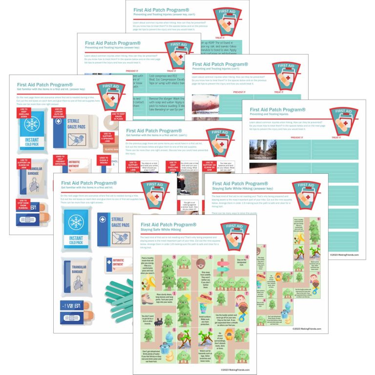 Scout First Aid Prevention and Treatment Worksheets