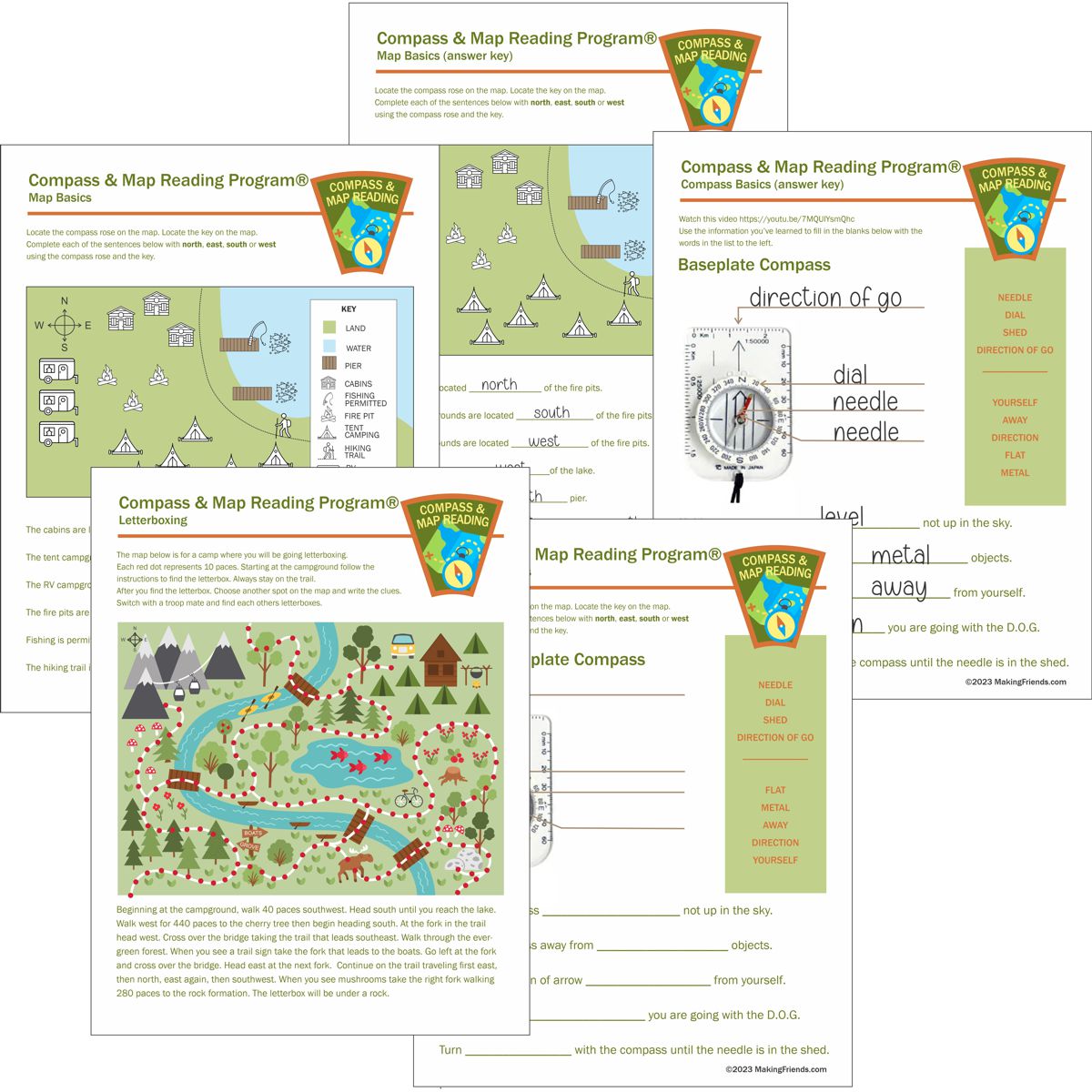 Scout Compass & Map Reading Worksheets