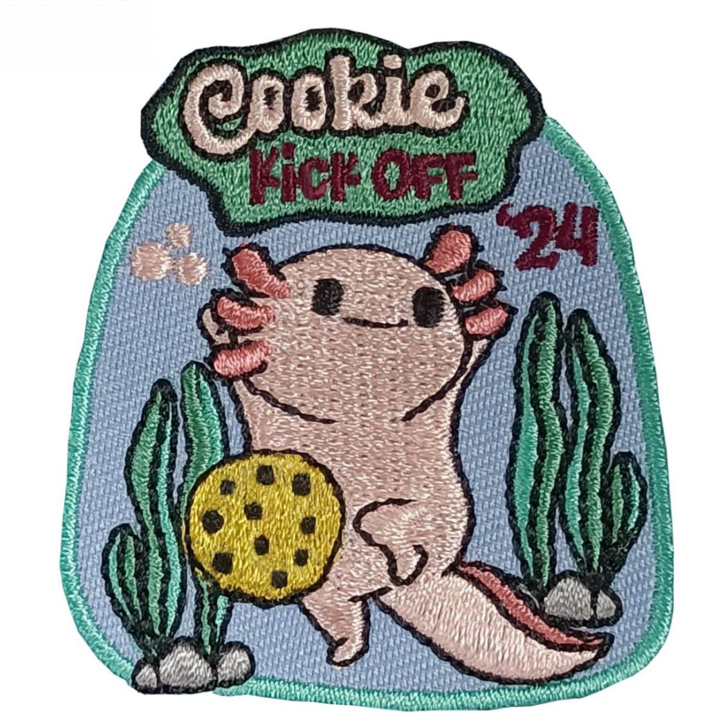 Girl Scout Cookie Kick Off Patch with Axolotl 2024
