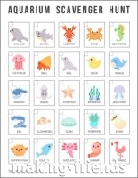 Girl Scout aquarium scavenger hunt worksheet.