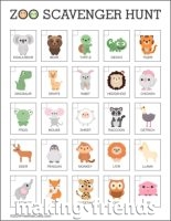 Girl Scout zoo scavenger hunt worksheet.