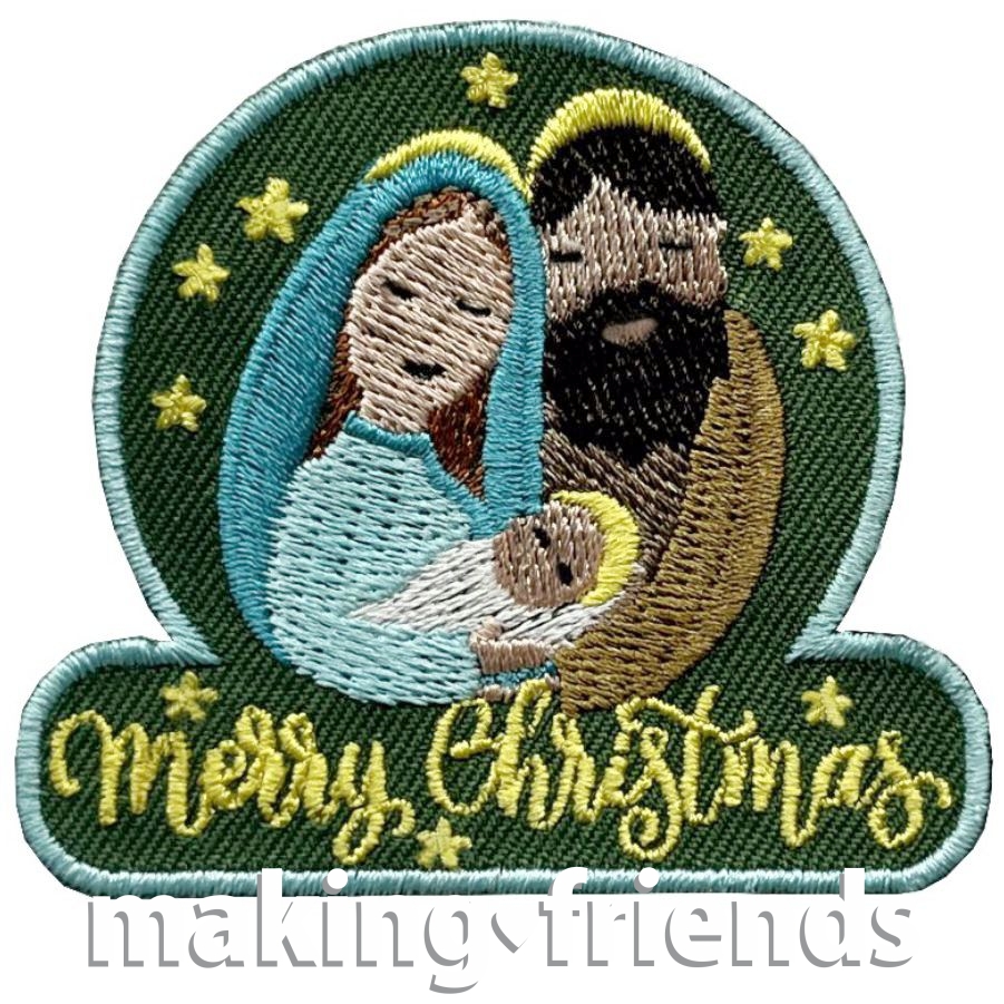 Girl Scout Merry Christmas Patch with Baby Jesus