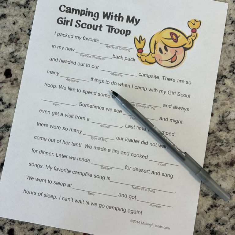 Girl Scout Camping Mad Lib