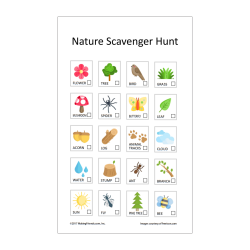 Nature scavenger hunt printable checklist for kids outdoor activities