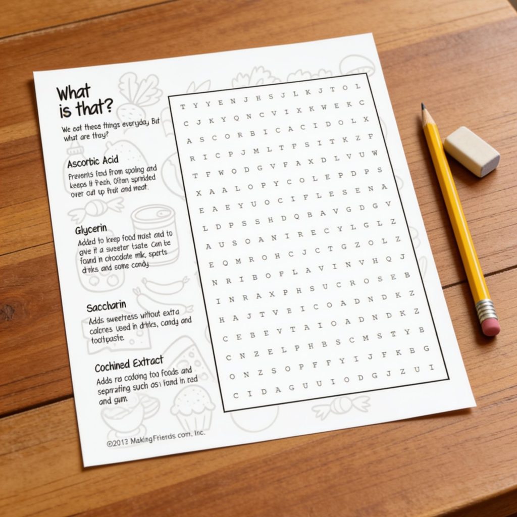 Ingredients Work Sheet for Girl Scouts